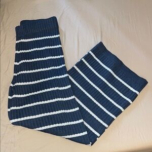 Navy and White Striped Knit Pants
